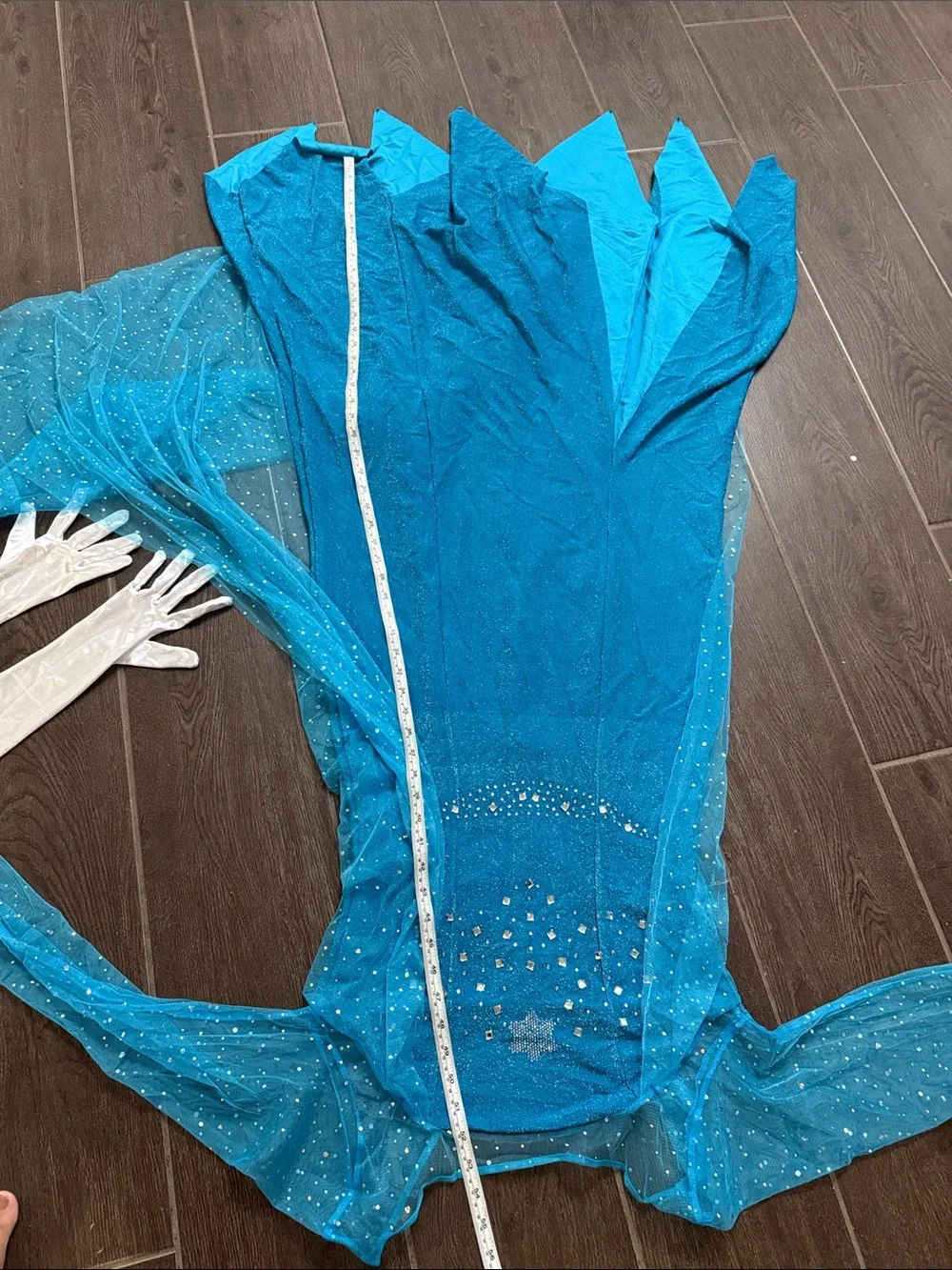 ELSA Kids Blue Sparkle Princess Costume Dress with Cape and Gloves women teen